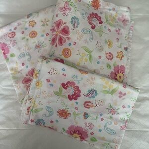 Pottery Barn Kids Floral Sheet Set - Pink, Red, Green